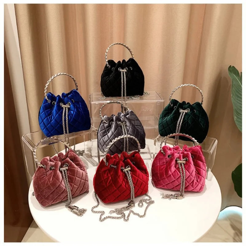 Winter Velvet Bucket Bag Women Handbags Crossbody Tote