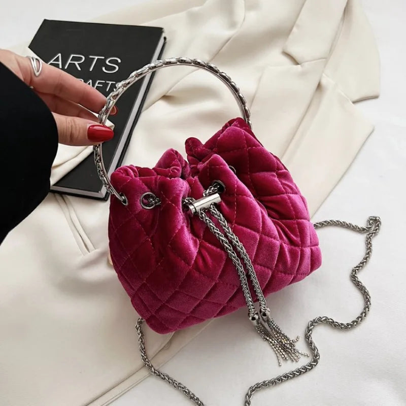 Winter Velvet Bucket Bag Women Handbags Crossbody Tote