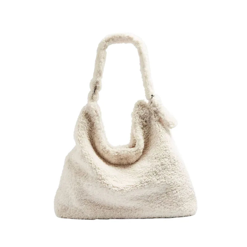 Winter Ladies Handbags Fleece Messenger Bag Women Wool Lamb Hair Tote Shoulder B