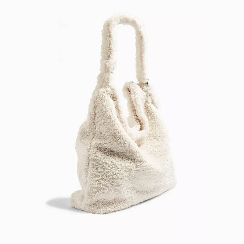 Winter Ladies Handbags Fleece Messenger Bag Women Wool Lamb Hair Tote Shoulder B