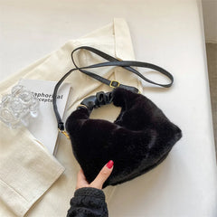 Puffed Faux Fur Women Hobos Tote Bag Soft Warm Handbags
