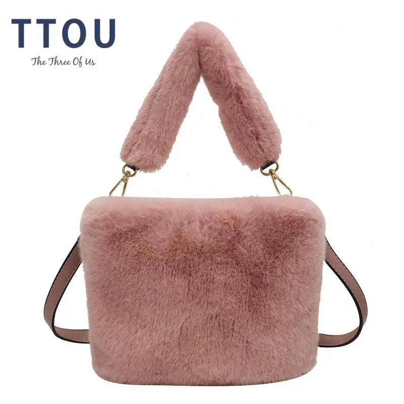 Winter Soft Faux Fur Crossbody Bag Plush Fluffy Shoulder Bag Female Handbag