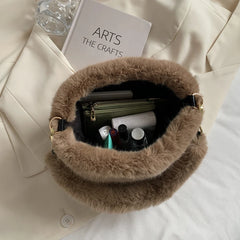 Winter Soft Faux Fur Crossbody Bag Plush Fluffy Shoulder Bag Female Handbag