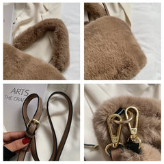Winter Soft Faux Fur Crossbody Bag Plush Fluffy Shoulder Bag Female Handbag