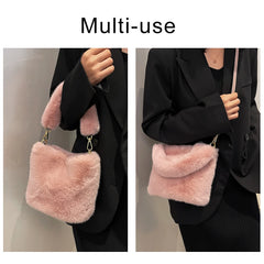 Winter Soft Faux Fur Crossbody Bag Plush Fluffy Shoulder Bag Female Handbag