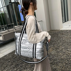 Winter Nylon Women Handbags Large Capacity Casual Quilted Lattice Shoulder Bags