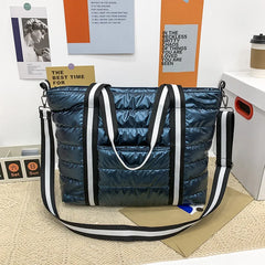 Winter Nylon Women Handbags Large Capacity Casual Quilted Lattice Shoulder Bags