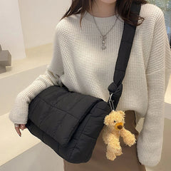 Women Winter Nylon Quilted Shoulder Bag Crossbody Messenger Tote