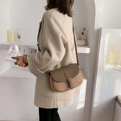 Winter PU Leather Chain Crossbody Bags for Women Handbags and Purses