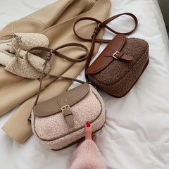 Winter PU Leather Chain Crossbody Bags for Women Handbags and Purses