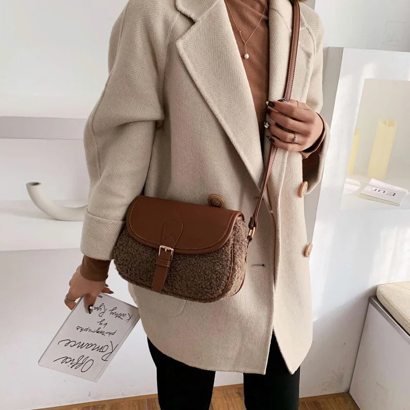 Winter PU Leather Chain Crossbody Bags for Women Handbags and Purses