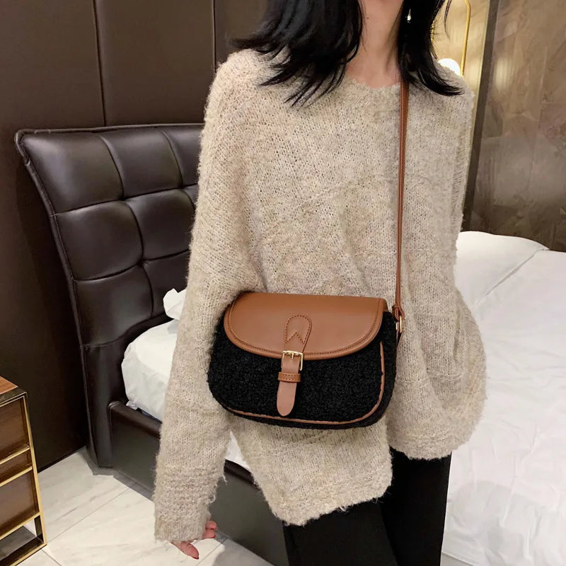 Winter PU Leather Chain Crossbody Bags for Women Handbags and Purses
