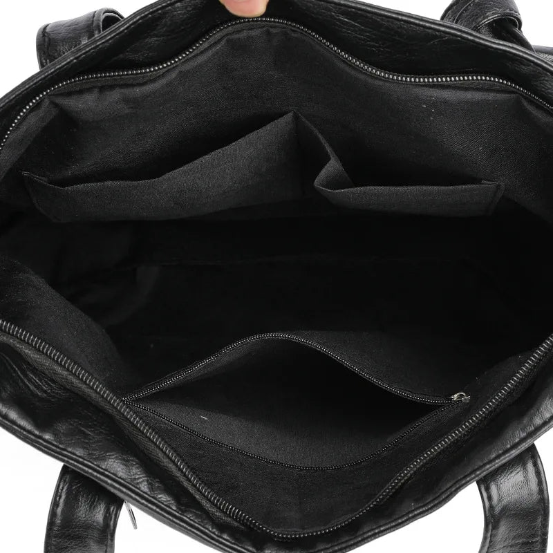 Winter PU Leather Zipper Handbags Large Capacity Shoulder Crossbody Bags