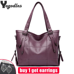 Winter PU Leather Zipper Handbags Large Capacity Shoulder Crossbody Bags