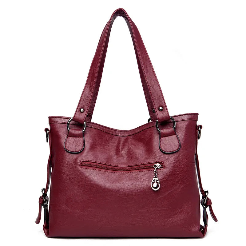 Winter PU Leather Zipper Handbags Large Capacity Shoulder Crossbody Bags