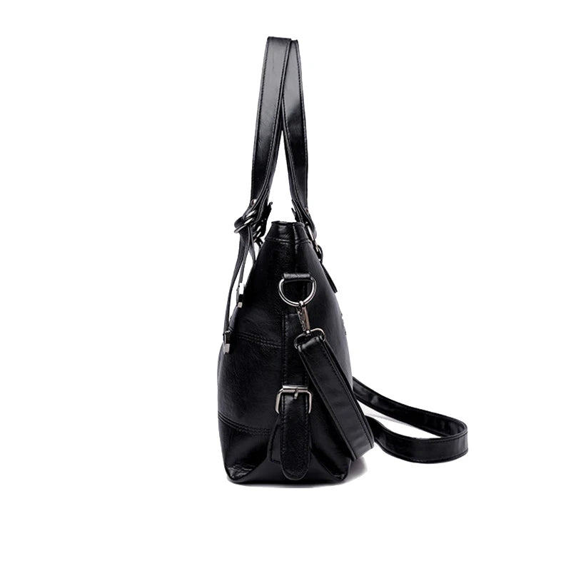 Winter PU Leather Zipper Handbags Large Capacity Shoulder Crossbody Bags