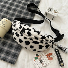 Leopard Pattern Winter Plush Belt Bag Women Fanny Pack