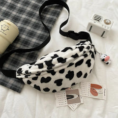Leopard Pattern Winter Plush Belt Bag Women Fanny Pack