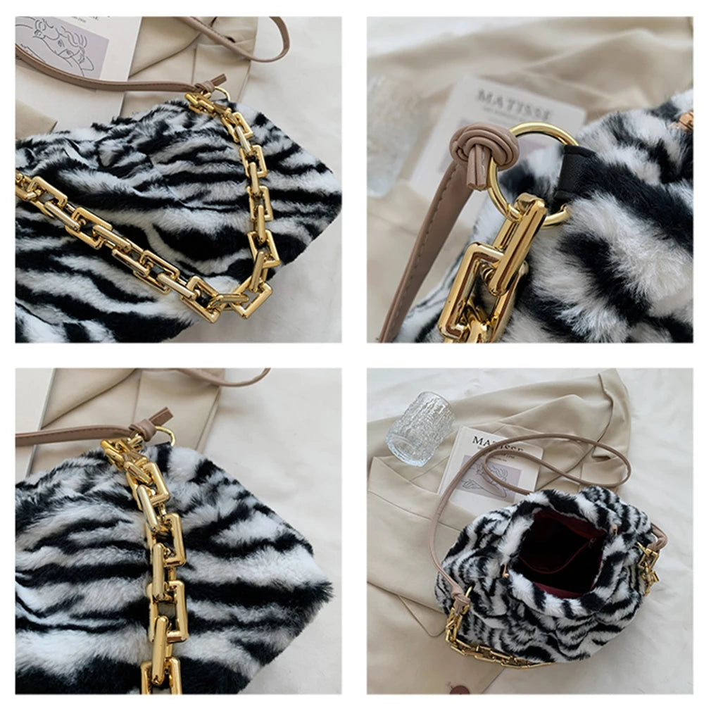 Winter Plush Cloud Bag Women Chain Handbag Female Shoulder Bag