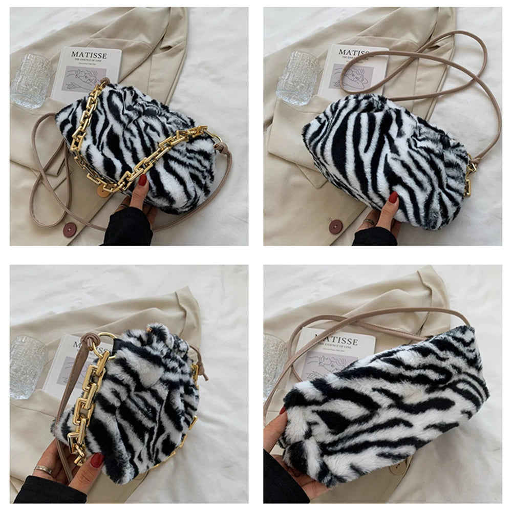 Winter Plush Cloud Bag Women Chain Handbag Female Shoulder Bag