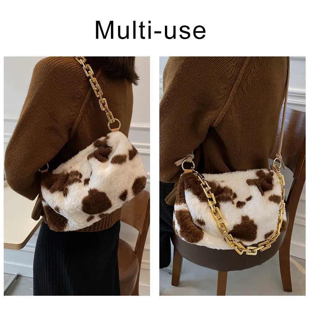 Winter Plush Cloud Bag Women Chain Handbag Female Shoulder Bag