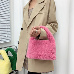 Winter Plush Hand Women's Handbag Faux Fur Crossbody Bag