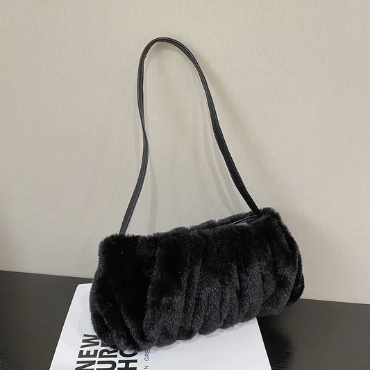 Winter Plush Handbag Faux Fur Tote Bag Cloud Bag Small Hobo Purse