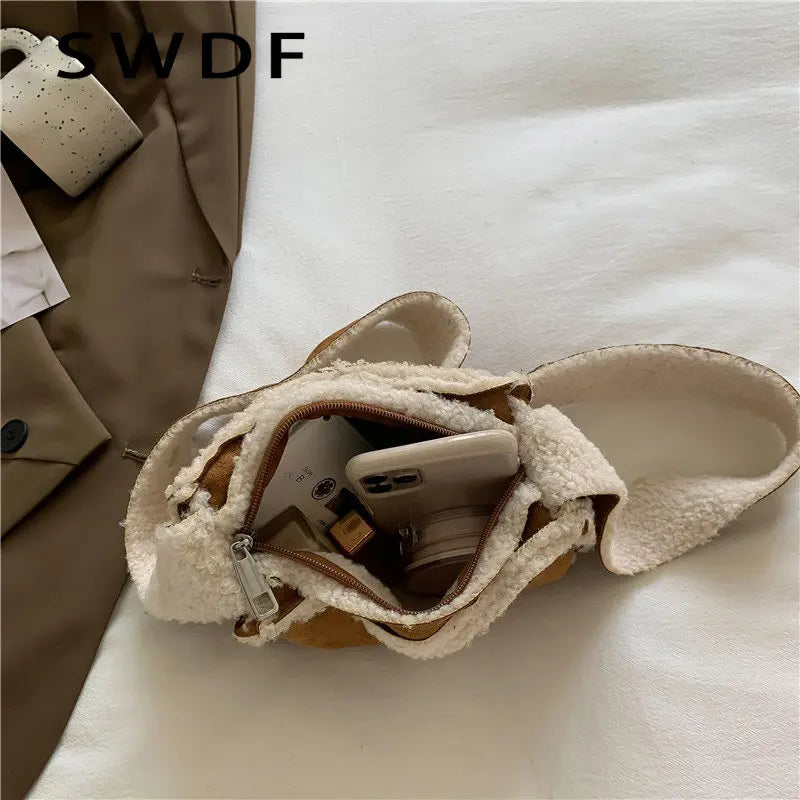 Winter Plush Square Bag Lamb Wool Women's Shoulder Crossbody Handbag