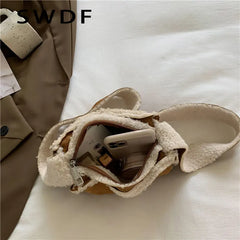 Winter Plush Square Bag Lamb Wool Women's Shoulder Crossbody Handbag