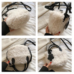 Winter Women's Lamb Wool Shoulder Bags Soft Plush Ladies Bucket Messenger Bag