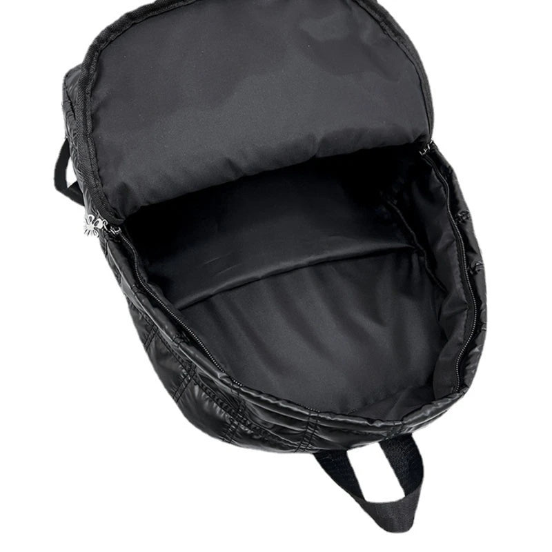 Winter Quilted Plaid Women's Backpack Light Down Female Backpack