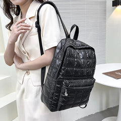 Winter Quilted Plaid Women's Backpack Light Space Down Casual Female Backpacks