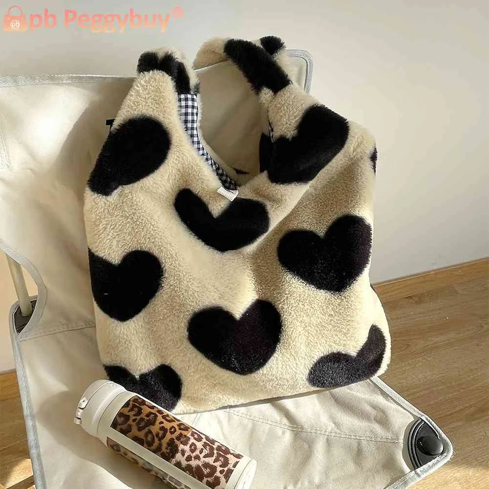 Winter Shoulder Bag Large Capacity Soft Plush Tote Handbags