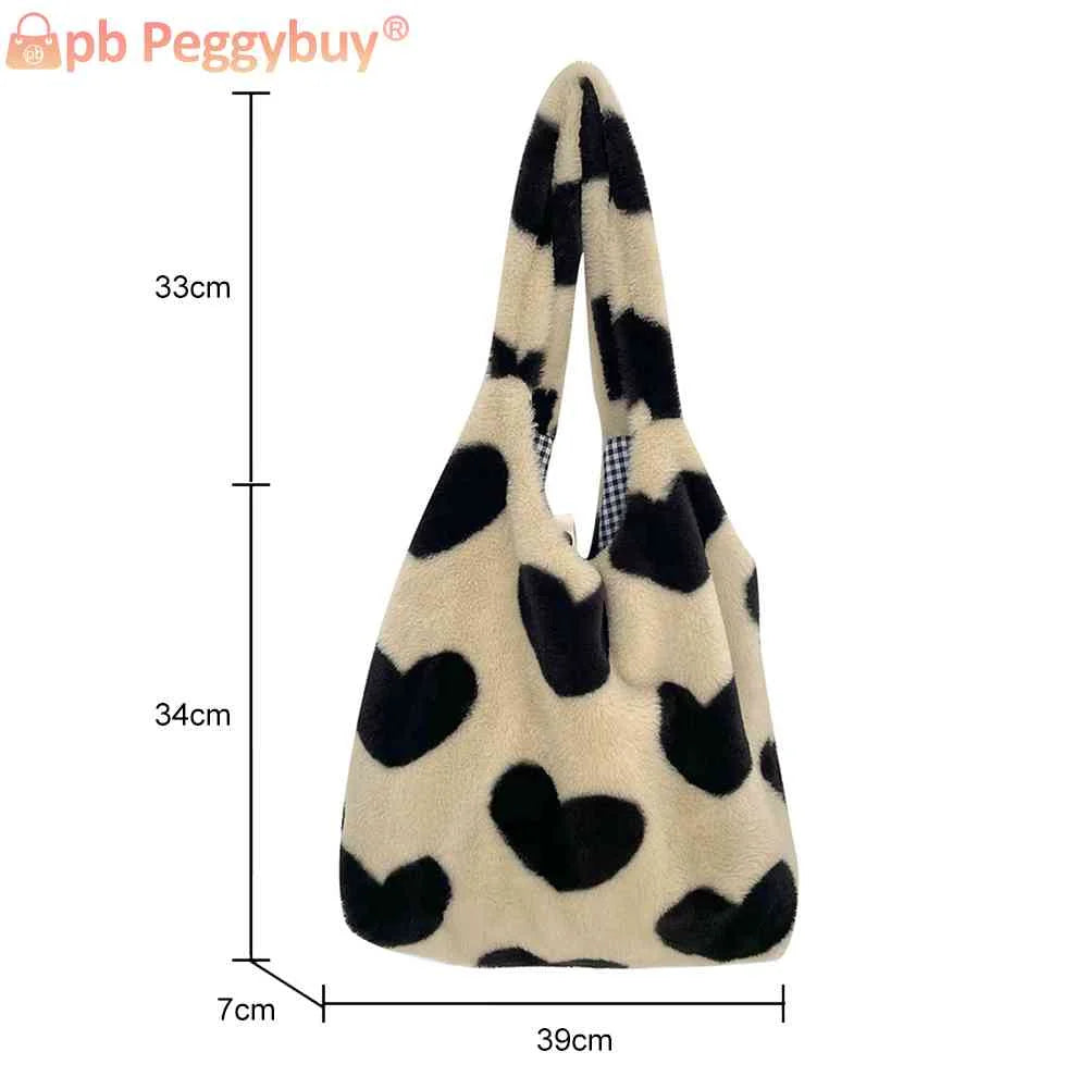 Winter Shoulder Bag Large Capacity Soft Plush Tote Handbags