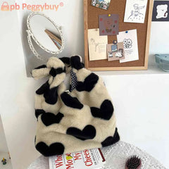 Winter Shoulder Bag Large Capacity Soft Plush Tote Handbags