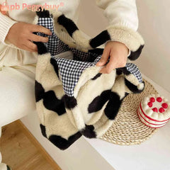 Winter Shoulder Bag Large Capacity Soft Plush Tote Handbags