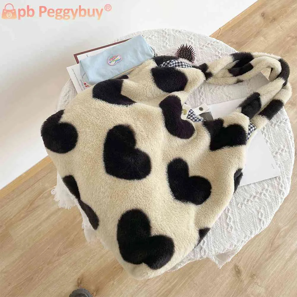 Winter Shoulder Bag Large Capacity Soft Plush Tote Handbags