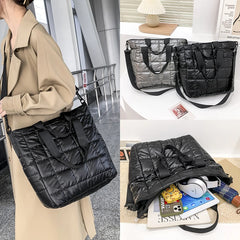 Winter Shoulder Bags For Women - Quilt Padded Nylon Handbag