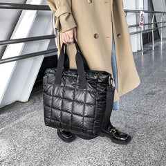 Winter Shoulder Bags For Women - Quilt Padded Nylon Handbag