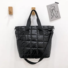 Winter Shoulder Bags For Women - Quilt Padded Nylon Handbag
