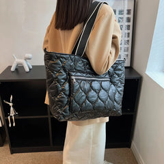 Winter Shoulder Bags Quilt Padded Nylon Handbag Large Capacity