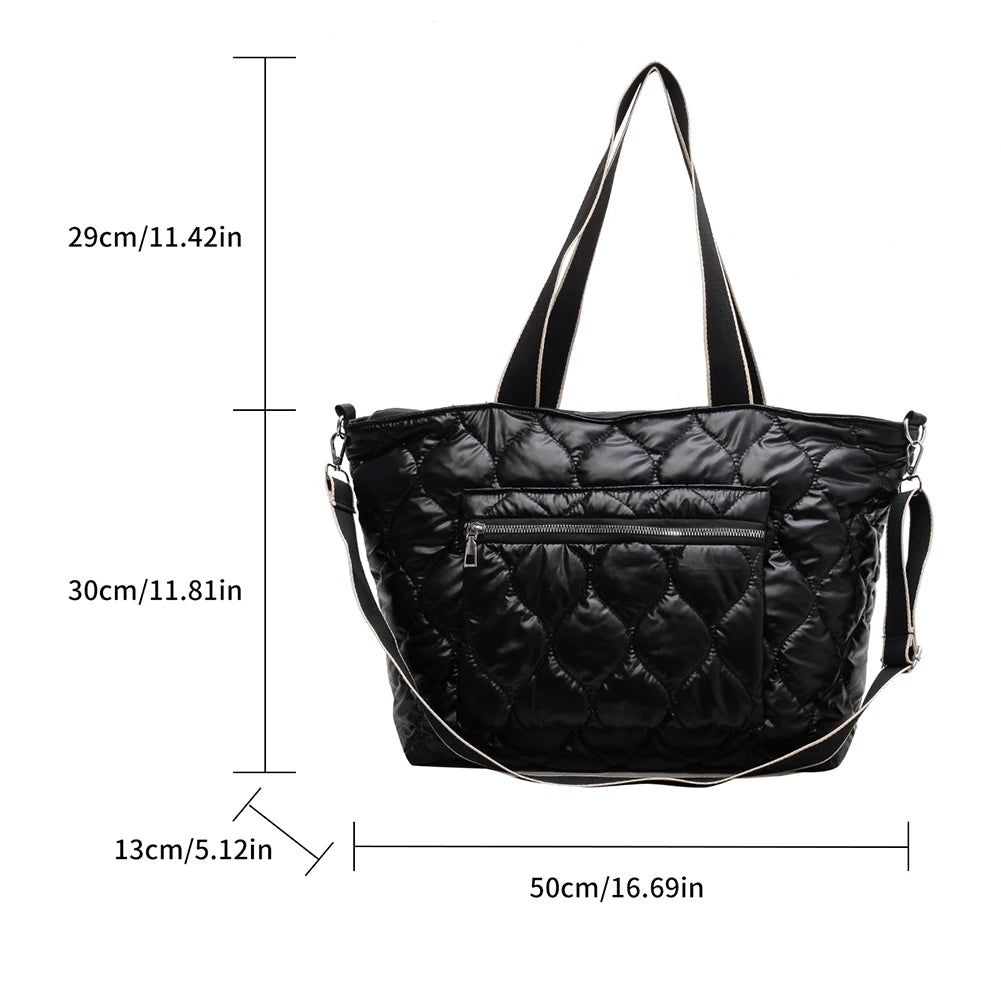 Winter Shoulder Bags Quilt Padded Nylon Handbag Large Capacity