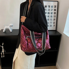 Winter Shoulder Bags Quilt Padded Nylon Handbag Large Capacity