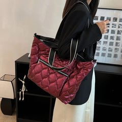 Winter Shoulder Bags Quilt Padded Nylon Handbag Large Capacity