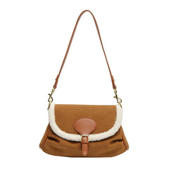 Winter Shoulder Bags for Women High Matte Handbags Ladies Brown Armpit Bag
