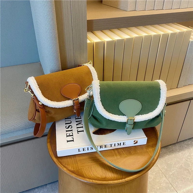 Winter Shoulder Bags for Women High Matte Handbags Ladies Brown Armpit Bag