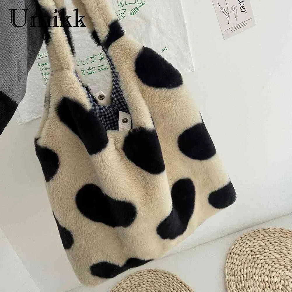 Winter Shoulder Handbags Large Capacity Soft Plush Top-handle Bags Love Heart Sw