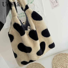 Winter Shoulder Handbags Large Capacity Soft Plush Top-handle Bags Love Heart Sw