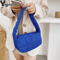 Winter Soft Down Underarm Hobo Bag Quilted Shoulder Bags Women Ladies