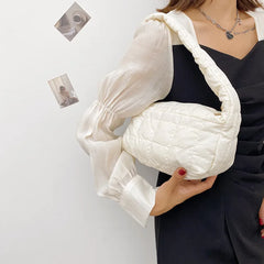 Winter Soft Down Underarm Hobo Bag Quilted Shoulder Bags Women Ladies